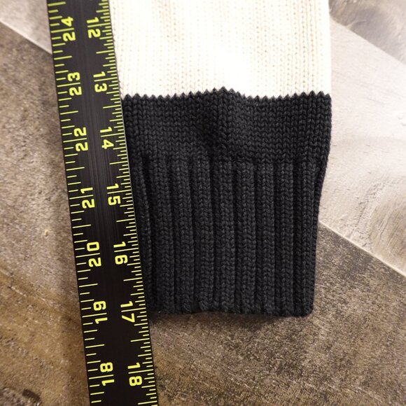 Polo Ralph Lauren Unisex Cream & Black Striped Cotton Half-Zip Sweater Size L - Picture 8 of 10